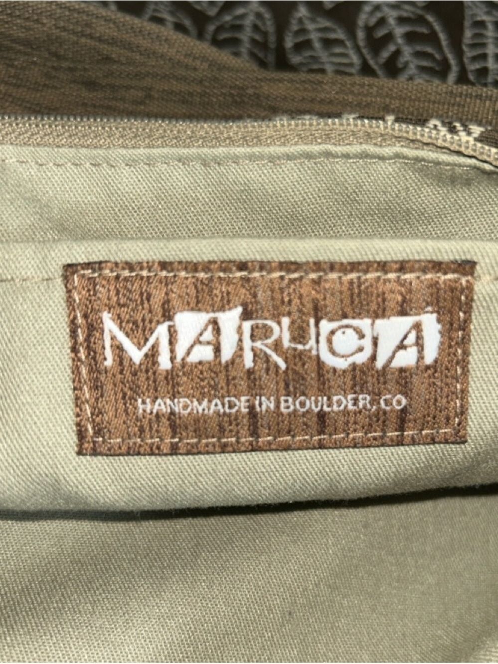 Maruca Cafe Sling Large Crossbody Bag in Brown Jacquard Made in Colorado - Picture 7 of 8
